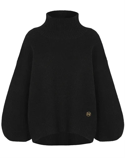 Hést - Fam Patch Short Sweater - Jet Black